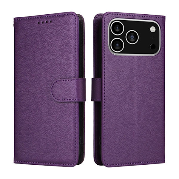 iPhone 17 Pro Plånboksfodral RFID Blocking med Handledsrem Lila
