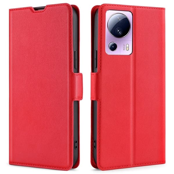 Xiaomi 13 Lite Plånboksfodral Dual Magnetic Clasp - Röd Röd