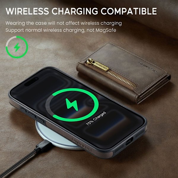 DG.MING M5 Series Mobilskal till iPhone 17 Pro Max Magnetiskt Konstläder Brun