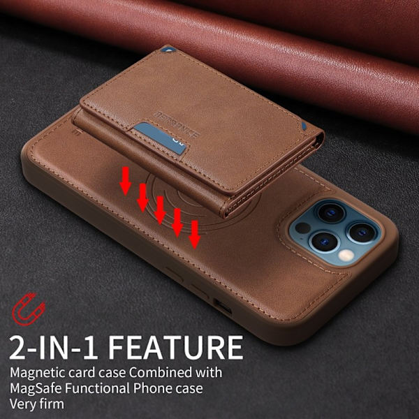 BETOPNICE iPhone 12 Pro Max Plånboksfodral Konstläder - Brun