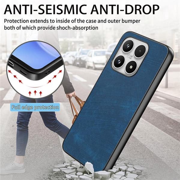 Mobilskal för Xiaomi 17 Retro Läder Shockproof Slim Blå