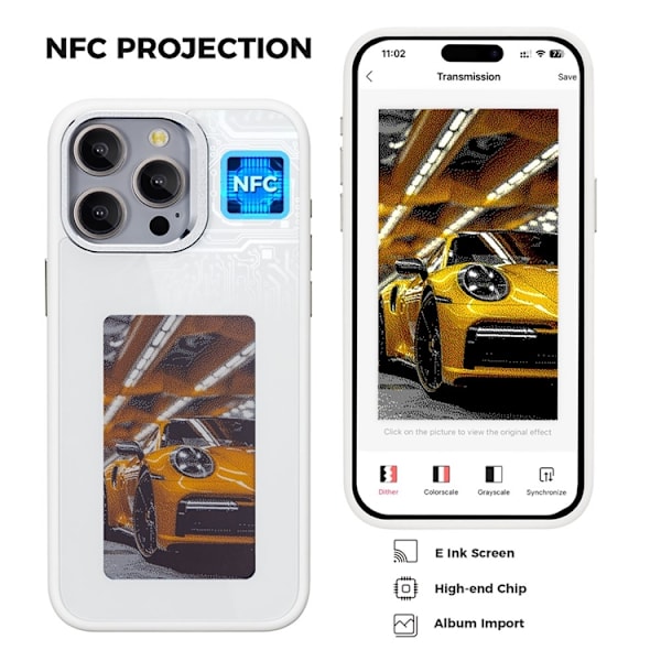 Mobilskal till iPhone 14 Pro Max E Ink 4-Color Display Customized - Vit Vit