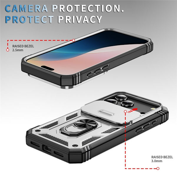 Mobilskal till iPhone 17 Pro Max Slide Camshield Kickstand - Vit Vit