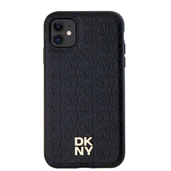 DKNY iPhone 11/XR Mobilskal Magsafe Läder Pattern Metal Logo Svart