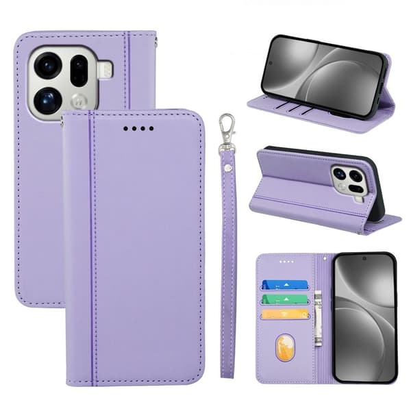 Oppo Find X9 Pro 5G Plånboksfodral Konstläder Magnetisk Stängning - Lila