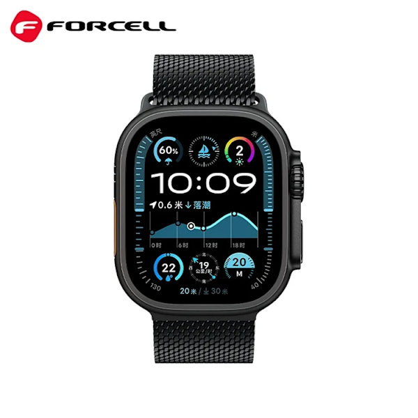 Forcell Apple Watch (38/40/41) Armbånd Rustfrit Stål - Sort Svart