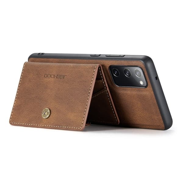 JEEHOOD Samsung Galaxy S20 FE Plånboksfodral 2-i-1 Konstläder Brun