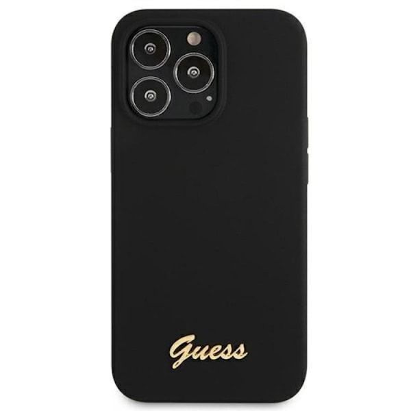 Guess iPhone 13 Pro Max Skal Magsafe Silicone Script Guld Logo - Svart Svart