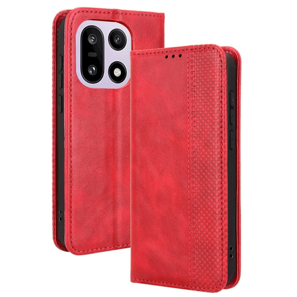 OnePlus 15 5G Plånboksfodral Retro Texture Konstläder Röd