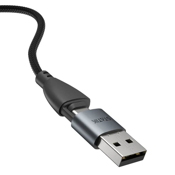 STATIK Kabel 360 Pro Magnetisk Spets USB-C/Lightning/MicroUSB Svart 1m