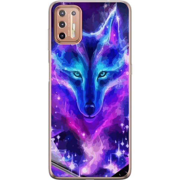 Telefontaske til Motorola Moto G9 Plus med Neon Wolf