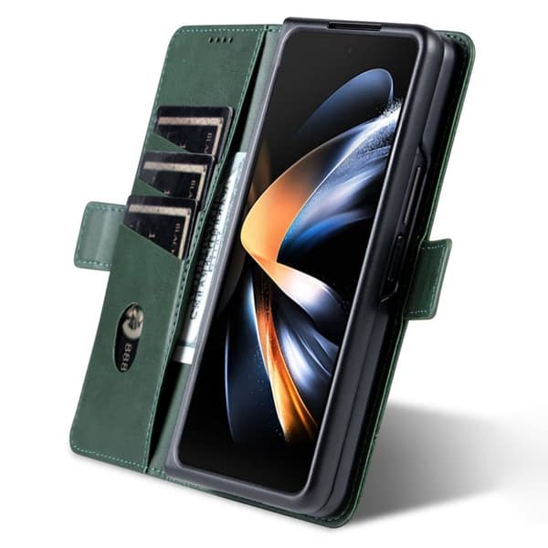 AZNS Samsung Galaxy Z Fold4 Plånboksfodral Konstläder - Grön