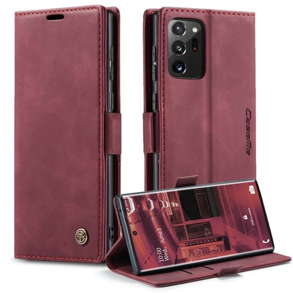 CASEME Simplicity Plånboksfodral Konstläder Samsung Galaxy Note20 Ultra Vinröd