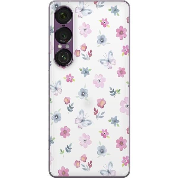 Mobiletui til Sony Xperia 1 VII med blomster og sommerfugle