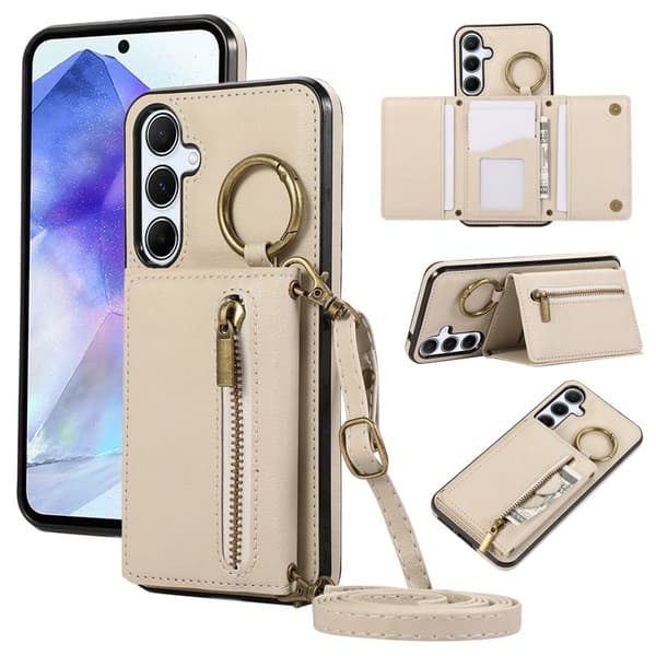 Plånboksfodral för Samsung Galaxy S26 Plus Konstläder Kickstand - Beige