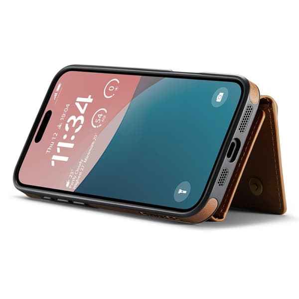 DG.MING M6 Series Mobilskal till iPhone 16 Magnetiskt Plånboksfodral Brun