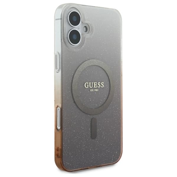 Guess Mobilskal till iPhone 16 6.1 MagSafe IML Glitter Gradient - Brun