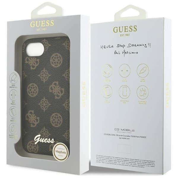 Guess Mobilskal till iPhone 16e MagSafe Peony Script Logo - Svart Svart