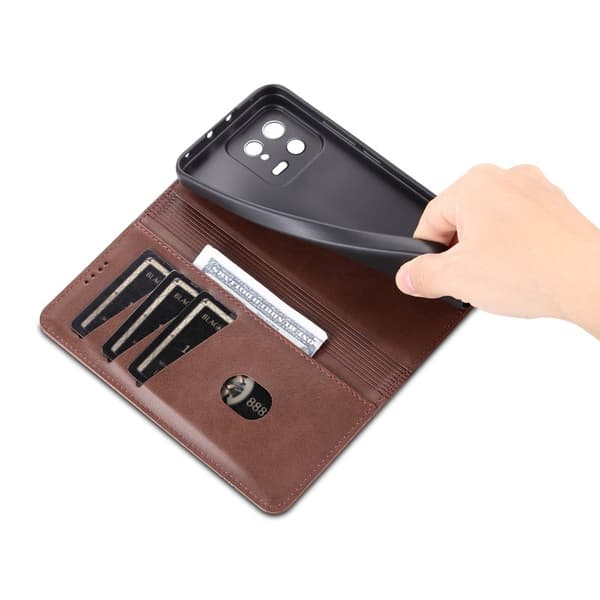 AZNS Xiaomi 13 5G Flip Plånboksfodral Konstläder - Brun