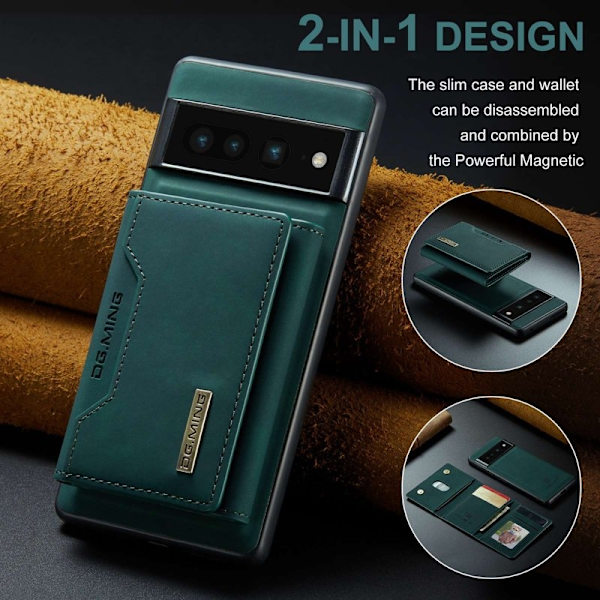 DG.MING Magnetiskt Konstläder Plånboksfodral Google Pixel 7 Pro Grön