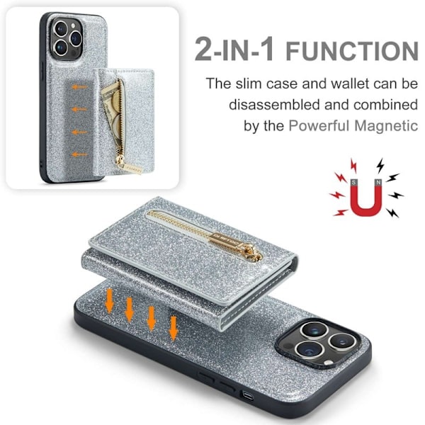DG.MING M3 Series Glittery 2-in-1 Mobilskal iPhone 14 Pro Max Silver