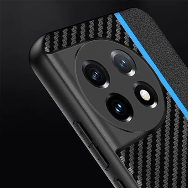 Mobilskal till OnePlus 11 5G Carbon Fiber PU-Läder - Blå