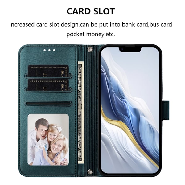 iPhone 17 Pro Plånboksfodral Läder med Handledsrem - Grön Grön