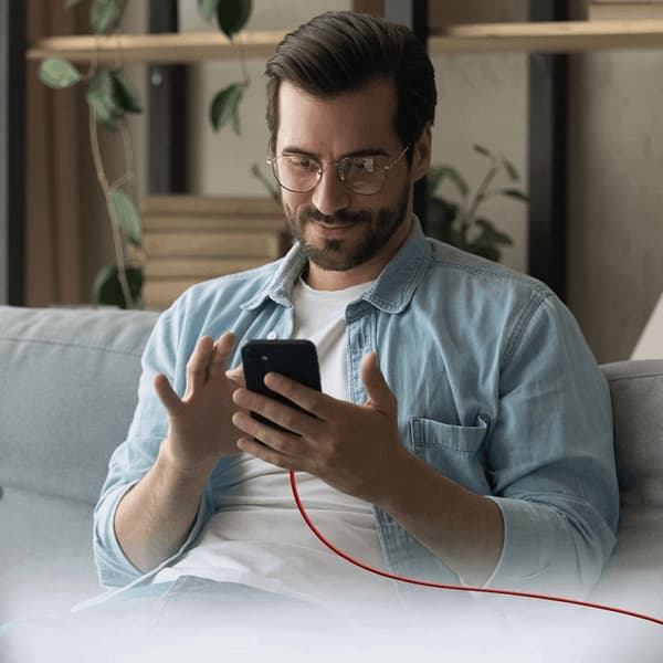 SBS USB-C - USB-C Kabel 1.5m 60W Braided - Röd Röd