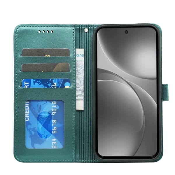 Oppo Find X9 Pro 5G Kortfack Plånboksfodral Handrem Konstläder - Grön