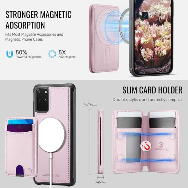 JEEHOOD Mobilskal till Samsung Galaxy S20 Plus Konstläder - Rosa Rosa