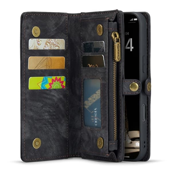 CASEME 008 iPhone 16 Plus Plånboksfodral i Konstläder med - Svart