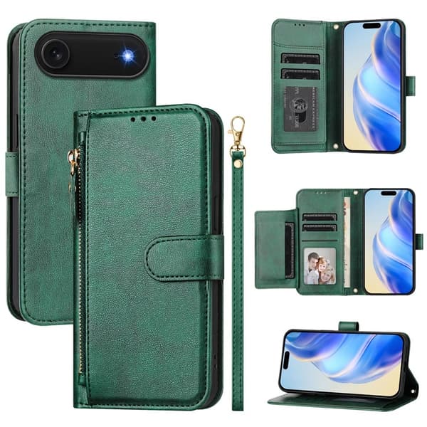 iPhone Air Plånboksfodral Zipper Pocket Läder - Grön Grön
