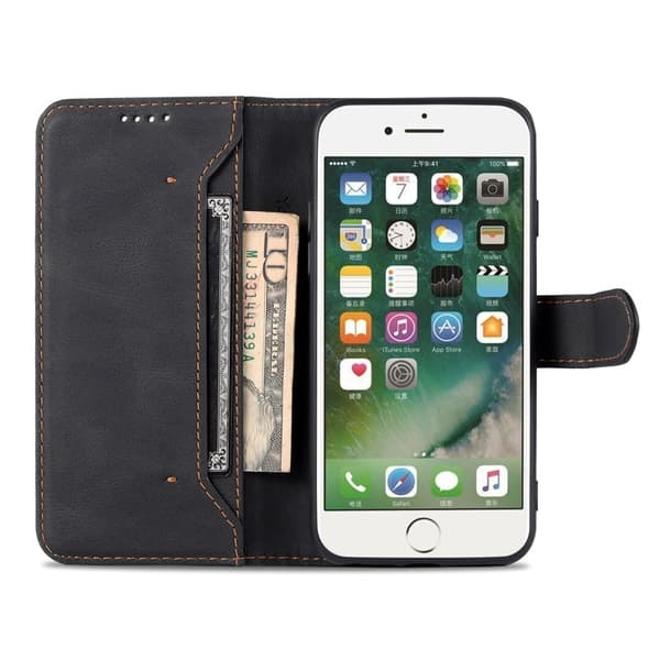 AZNS iPhone SE (2022)/SE (2020)/8/7 Plånboksfodral Konstläder - Svart