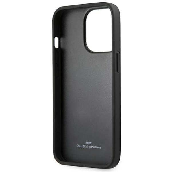 BMW iPhone 14 Pro Max Skal Läder Stamp - Svart Svart