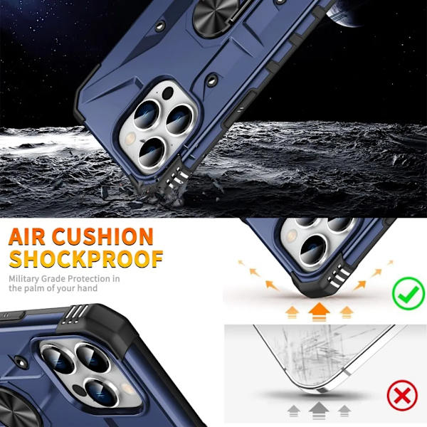 iPhone 15 Pro Mobilskal Roterbart Kickstand - Blå