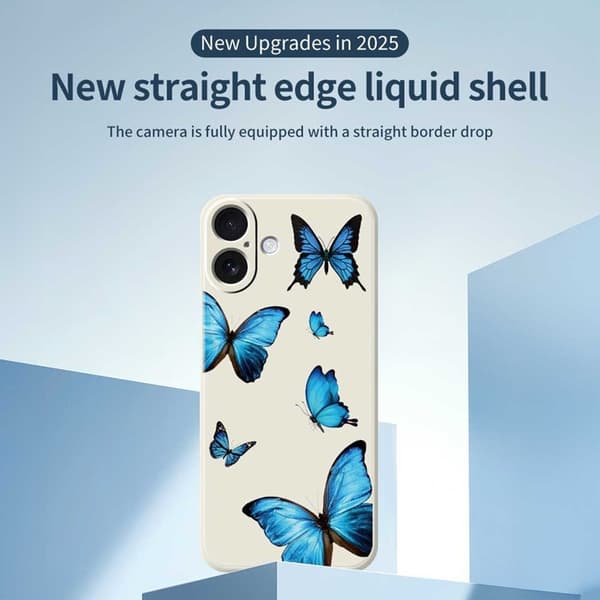 Mobilskal till iPhone 17 Blue Butterflies Pattern TPU - Grön Grön