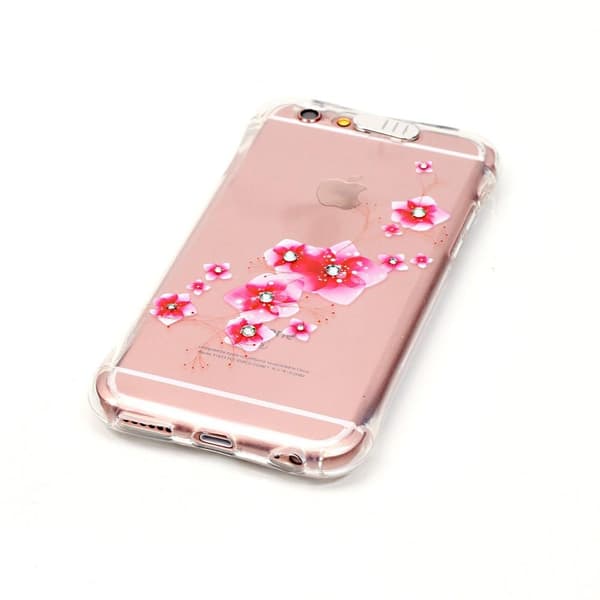 Vilkkuva joustava kuori Apple iPhone 6(S) Plus - Pink Flowers Pink