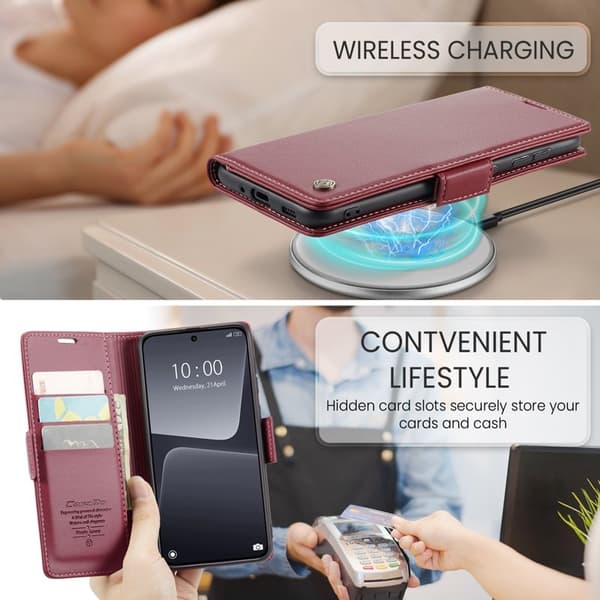 CASEME Xiaomi 13 Plånboksfodral Konstläder RFID-Skydd Röd