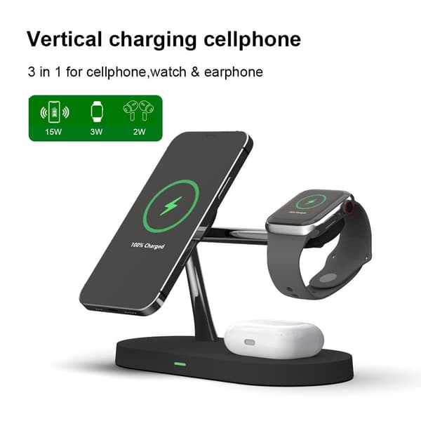 4-i-1 trådløs oplader Magsafe iPhone Apple Watch AirPods Black