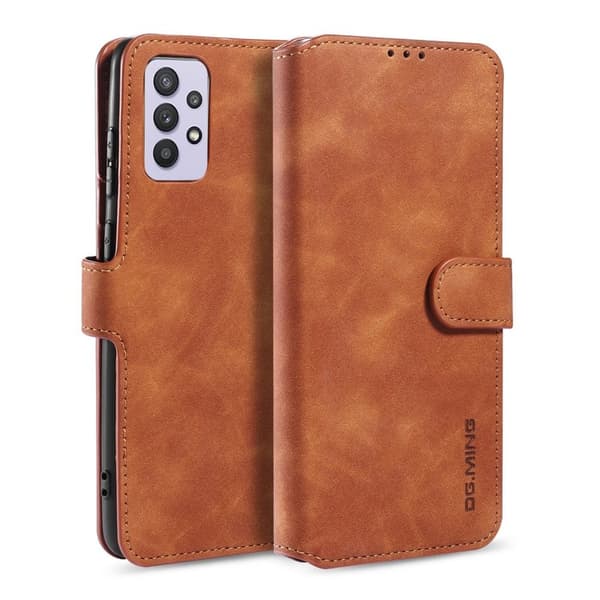 DG.MING Retro Plånboksfodral Konstläder för Samsung Galaxy A32 5G - Brun