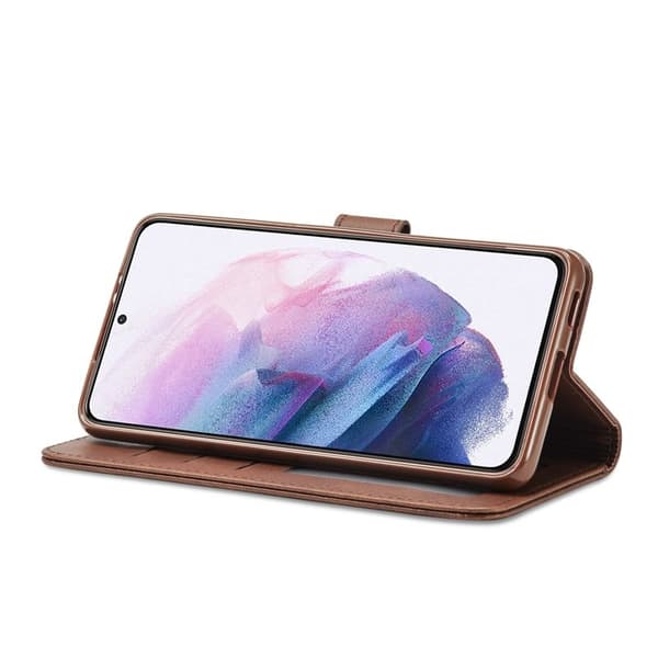 LC.IMEEKE Samsung Galaxy S21 Plånboksfodral i Konstläder - Brun