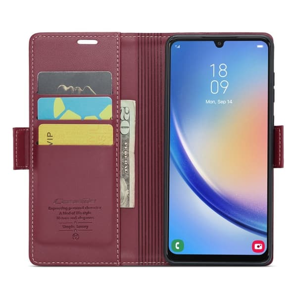 CASEME Plånboksfodral Konstläder för Samsung Galaxy A34 5G - Röd