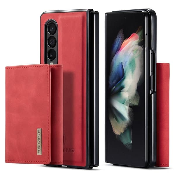 DG.MING Konstläder Plånboksfodral Samsung Galaxy Z Fold3 5G Röd