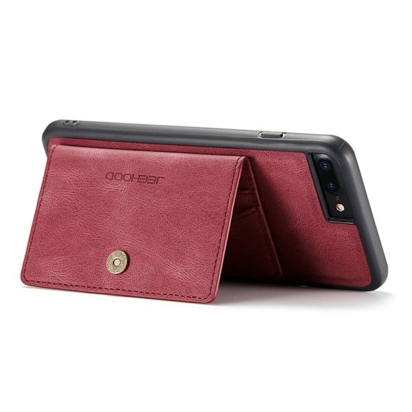 JEEHOOD iPhone 7 Plus/8 Plus Plånboksfodral Konstläder TPU Röd