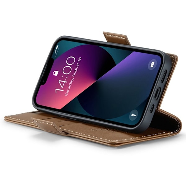 CASEME iPhone 15 Plus Plånboksfodral Konstläder RFID-Skydd 3 Kort - Brun