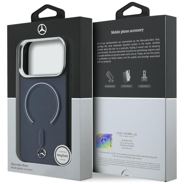 Mercedes Mobilskal För iPhone 17 Pro Max MagSafe Läder 3D - Marinblå