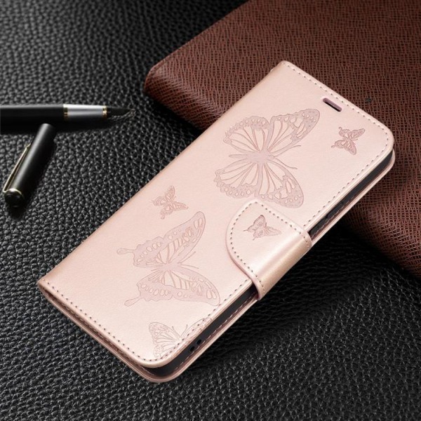 Butterfly-painettu lompakkokotelo Galaxy A53 5G - vaaleanpunainen kulta