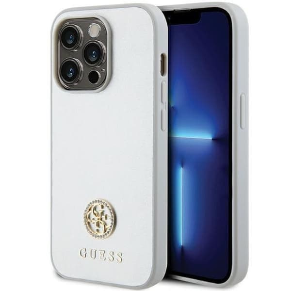 Guess Mobilskal till iPhone 15 Plus Strass Metal Logo - Silver