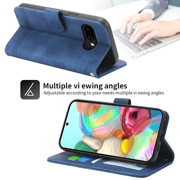 DIERFENG DF-03 Google Pixel 9a Plånboksfodral Konstläder - Blå