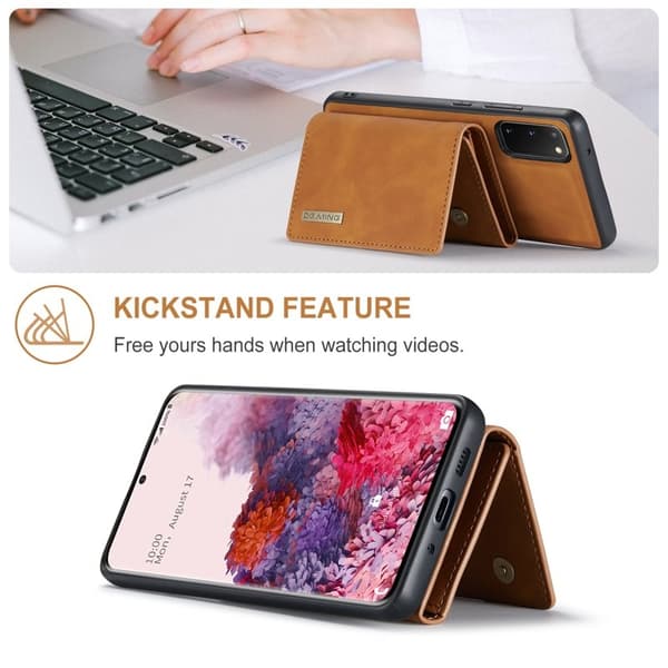 DG.MING 2-in-1 Plånboksfodral med Magnet för Samsung S20 - Brun